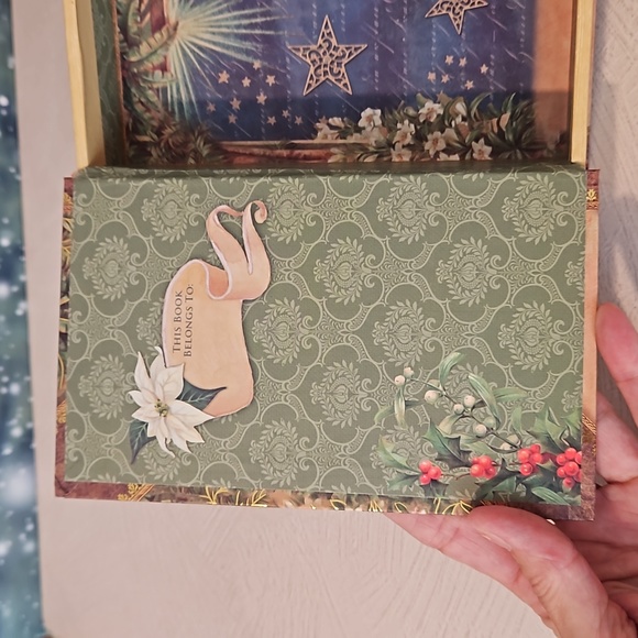 Punch Studio Christmas themed manger scene keepsakes faux book box gilded - Picture 2 of 10
